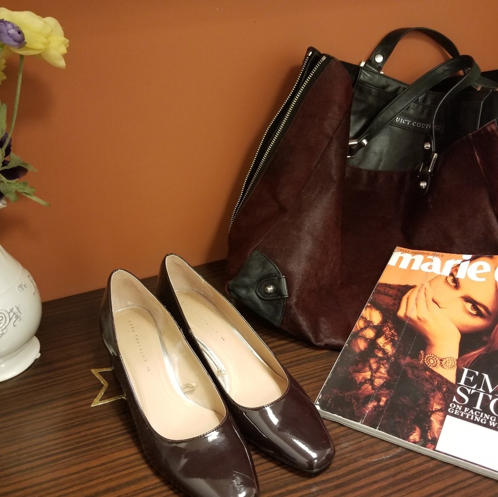 Zara Burgundy Pattent Leather Pumps
